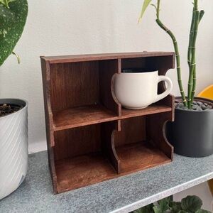 Vintage Wooden Cubby Shelf for mugs
